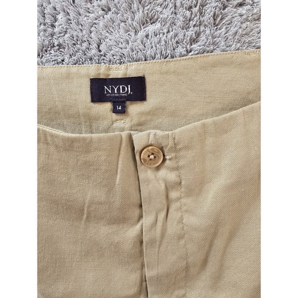 NWOT: NYDJ pants Marilyn stretch linen trousers Straight Tan Flat front size 14 - Picture 4 of 5